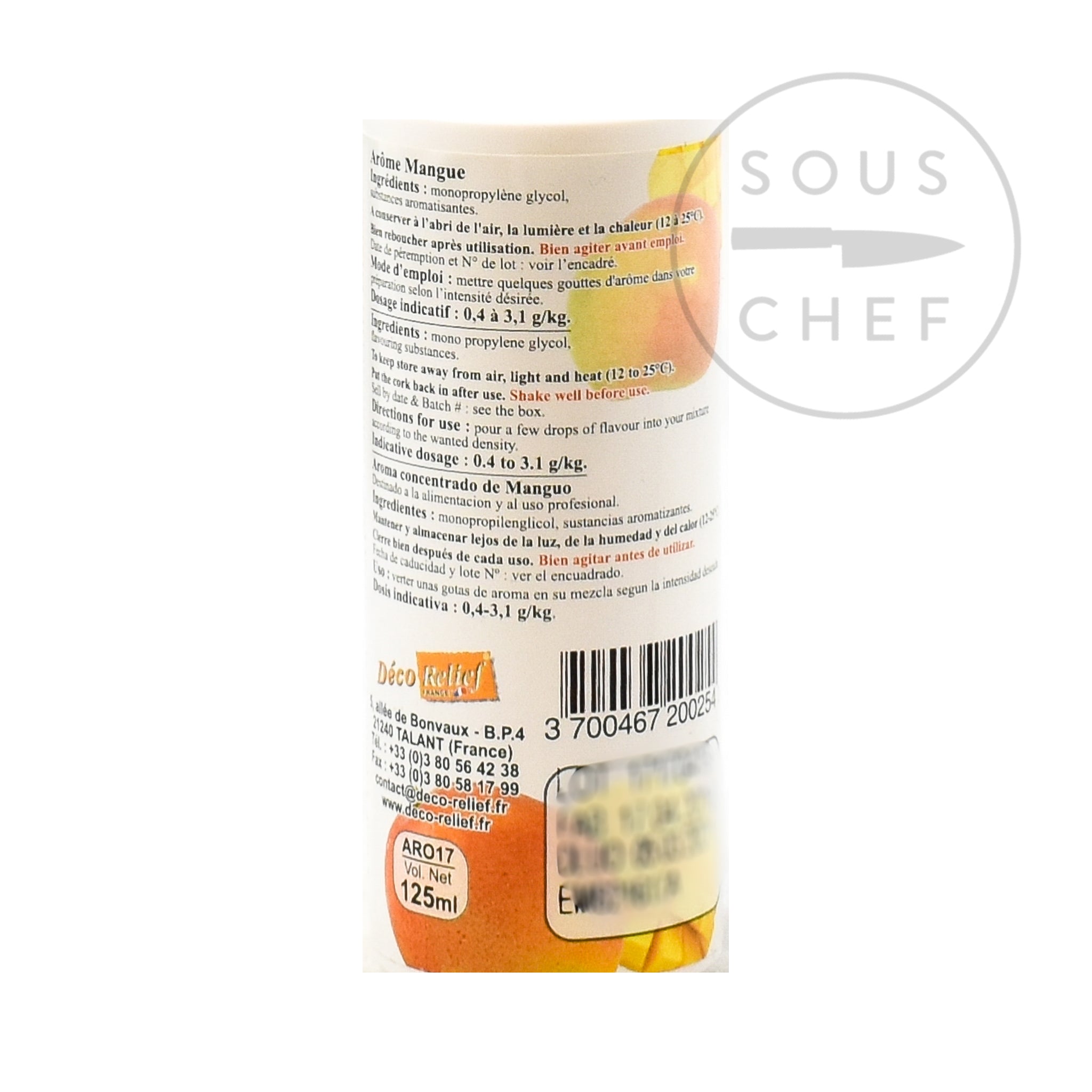 Concentrated Mango Flavour 125ml ingredients
