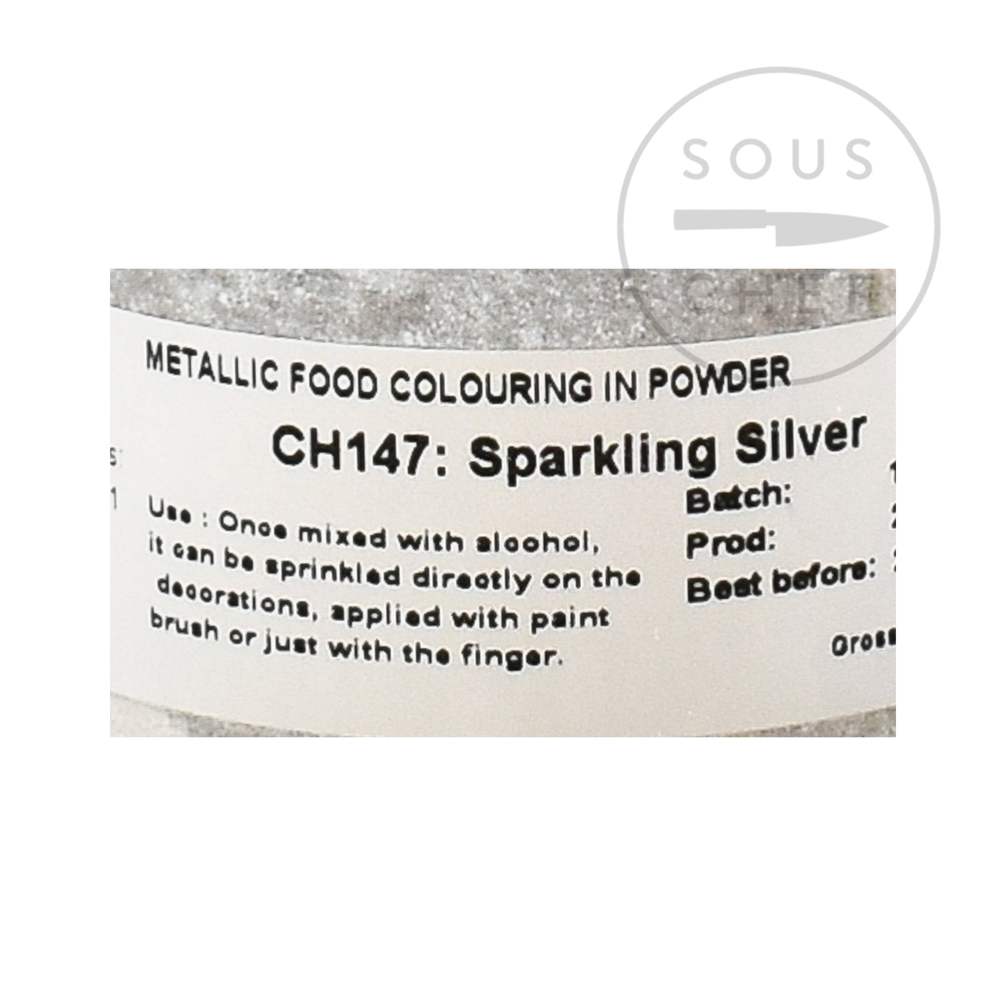 Edible Metallic Sparkling Silver Powder Food Colour 25g
