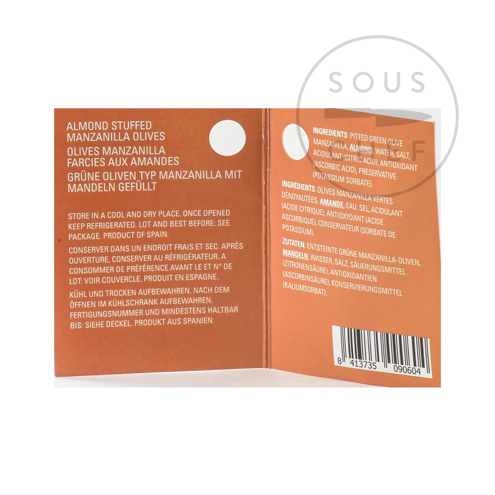 Almond Stuffed Manzanilla Olives Buy online today at Sous Chef UK