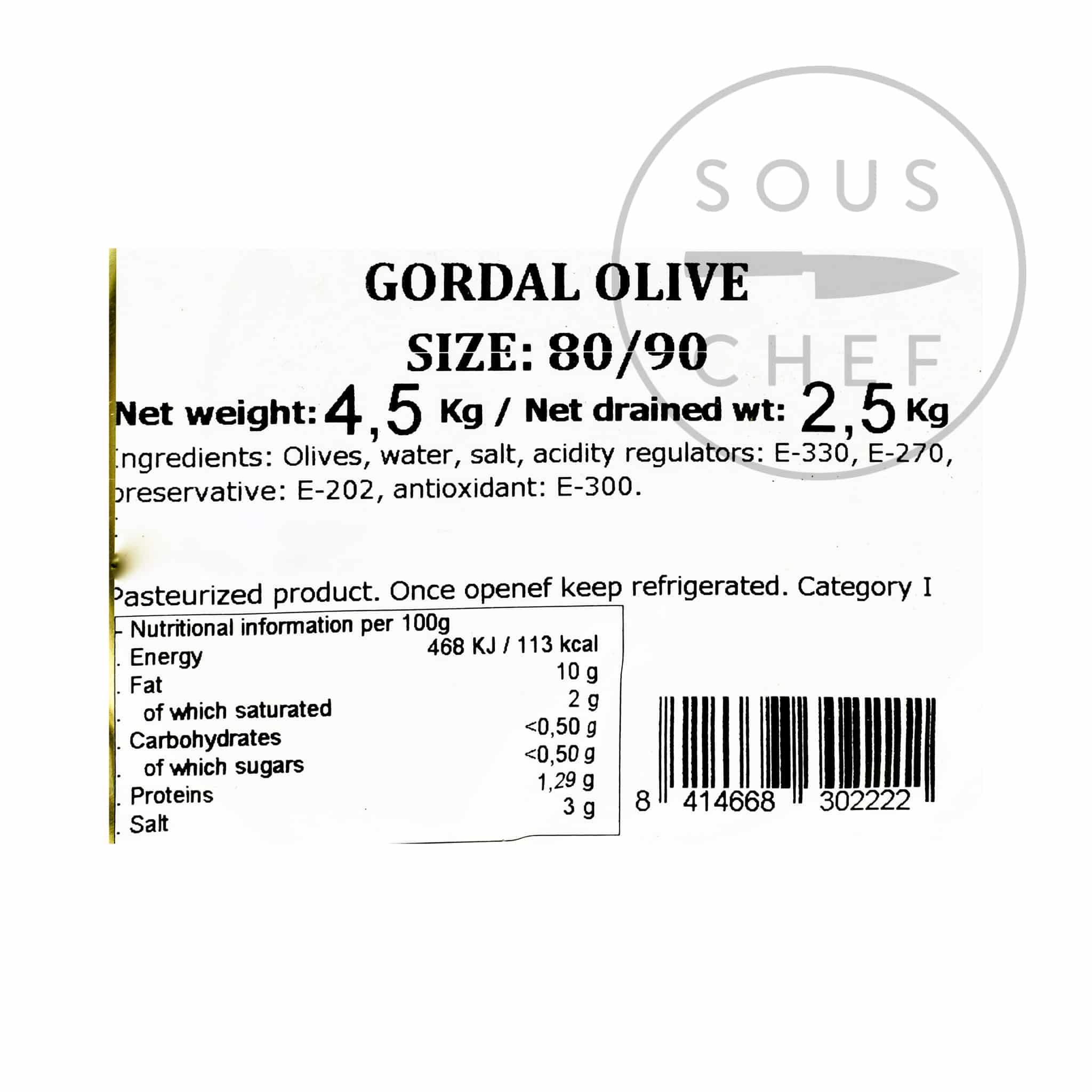 Whole Gordal Olives 2.5kg