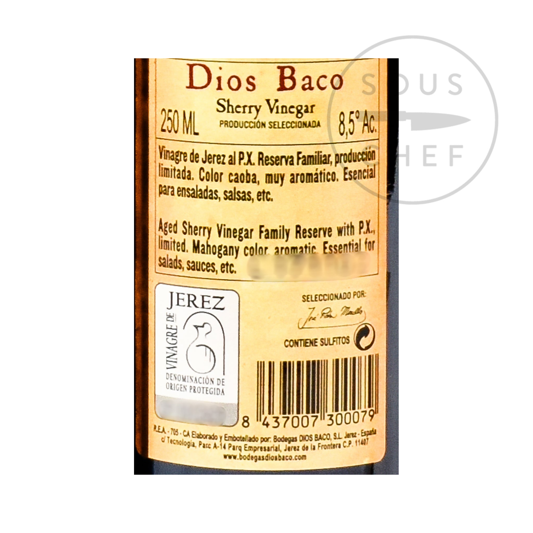 Dios Baco Sherry Vinegar With Pedro Ximenez, 250ml