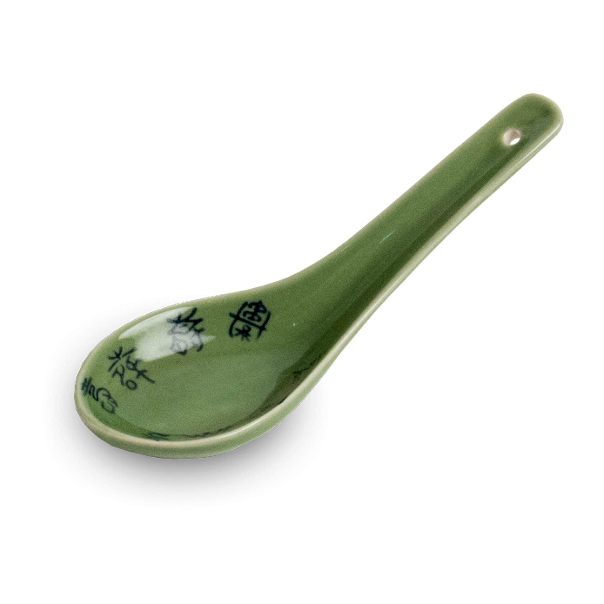 Green Ceramic Soup Spoon, 14cm