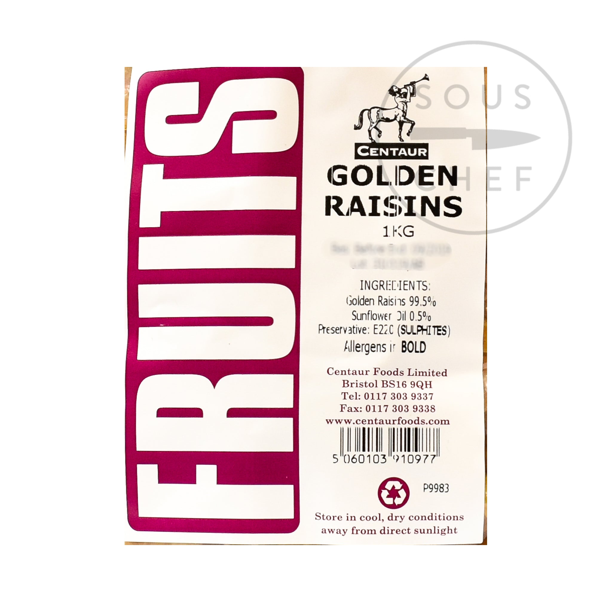 Golden Raisins 1kg ingredients