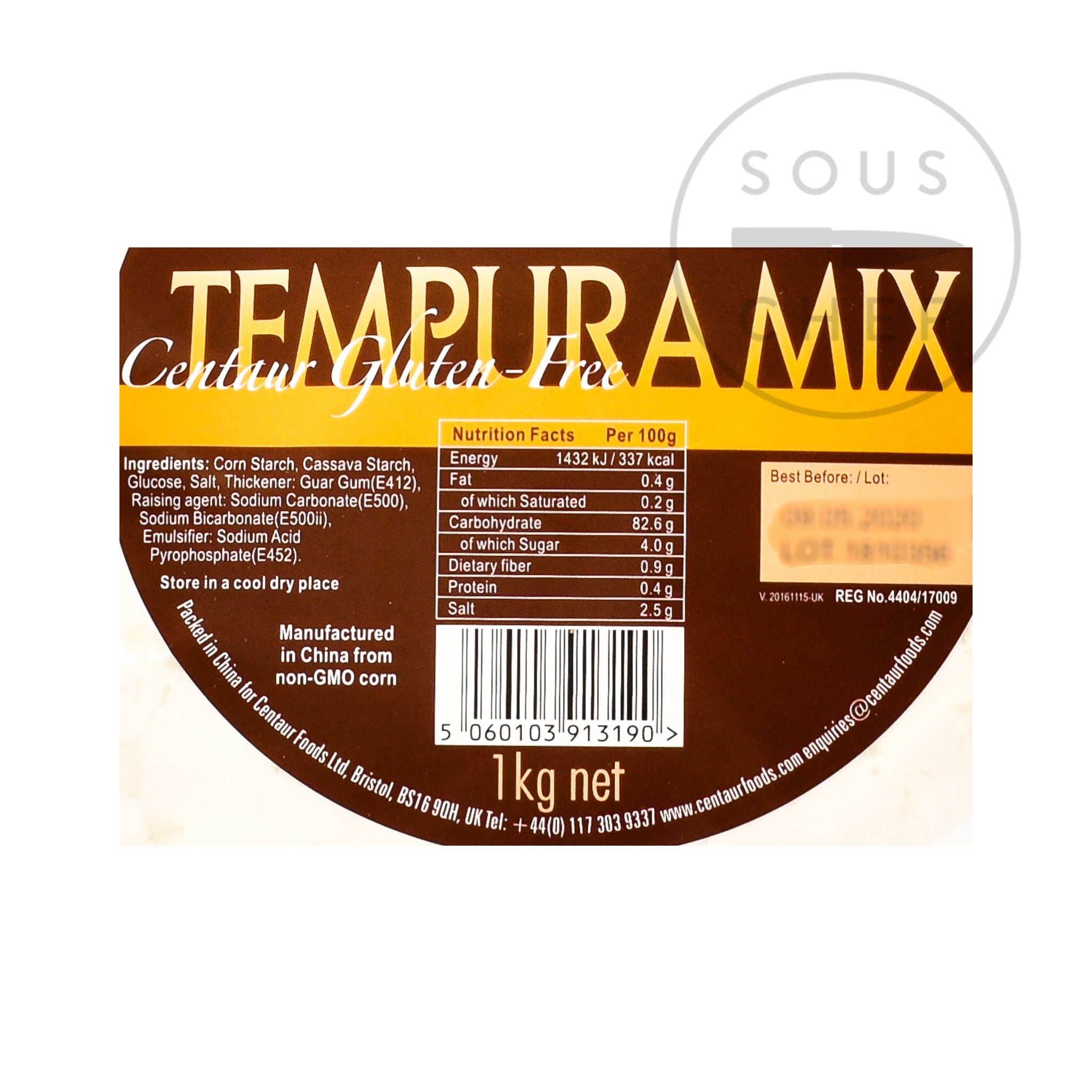 Centaur Gluten Free Tempura Mix 1kg Ingredients Flour Grains & Seeds