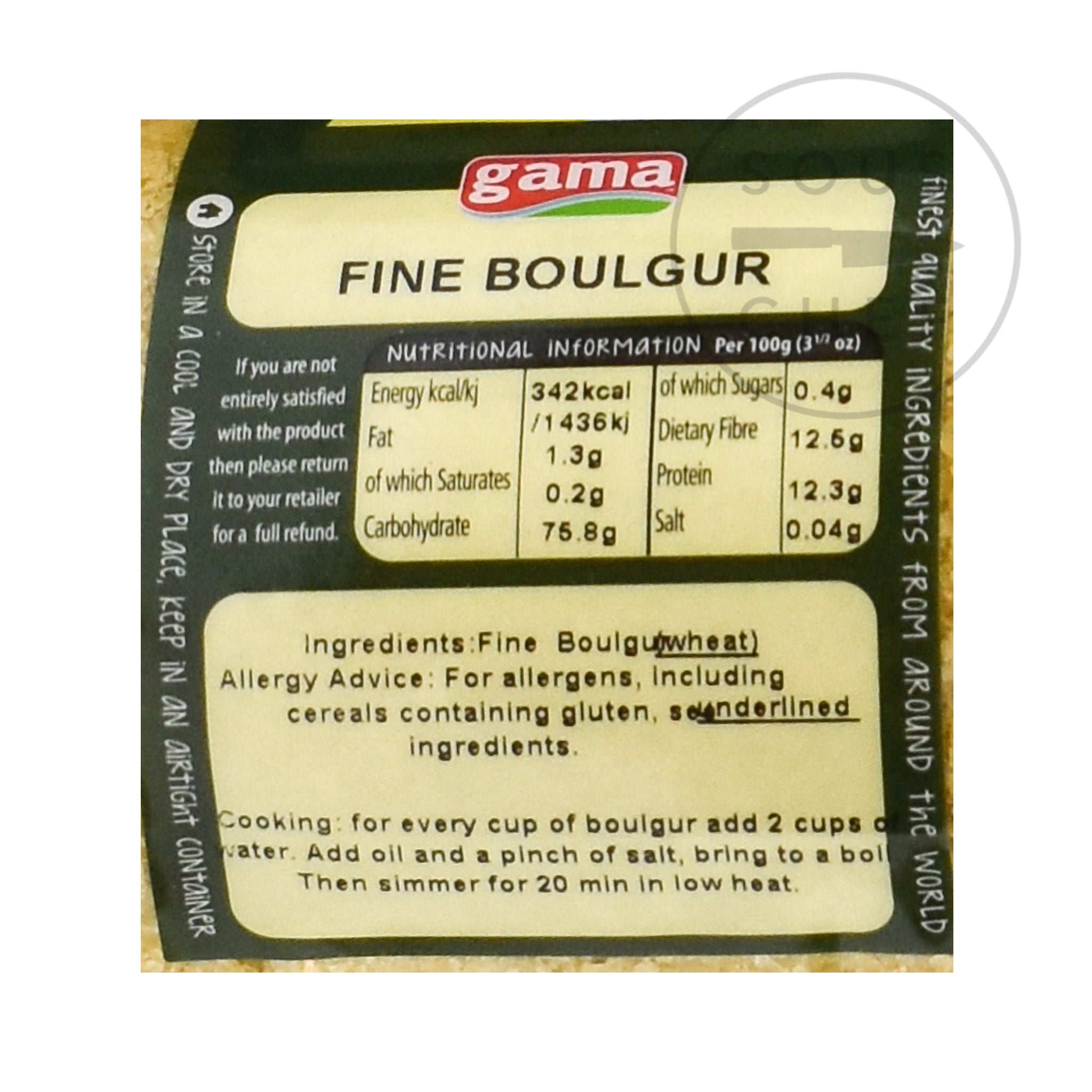 Fine Boulgur Wheat 1kg nutritional information ingredients