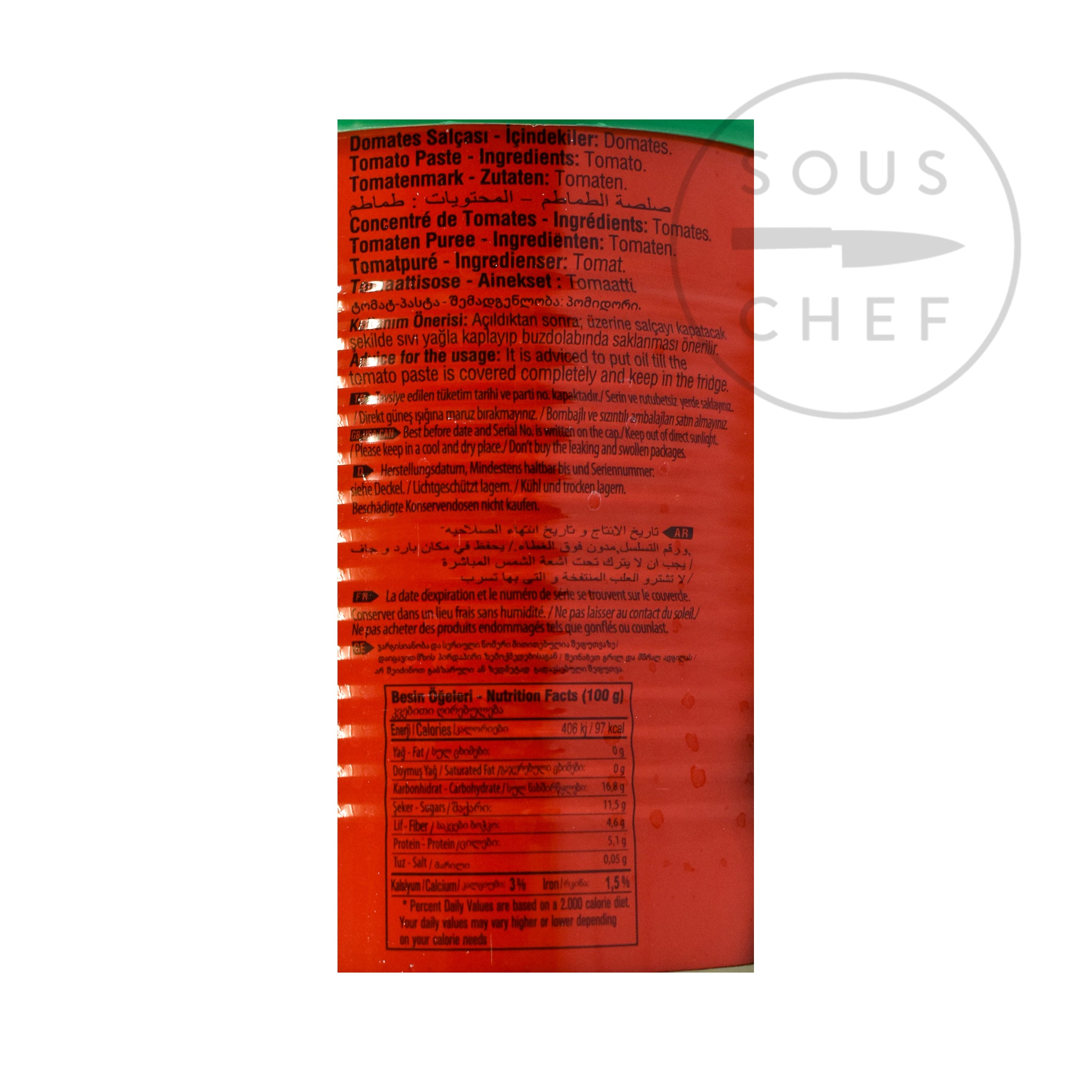 Turkish Tomato Paste 830g nutritional information ingredients