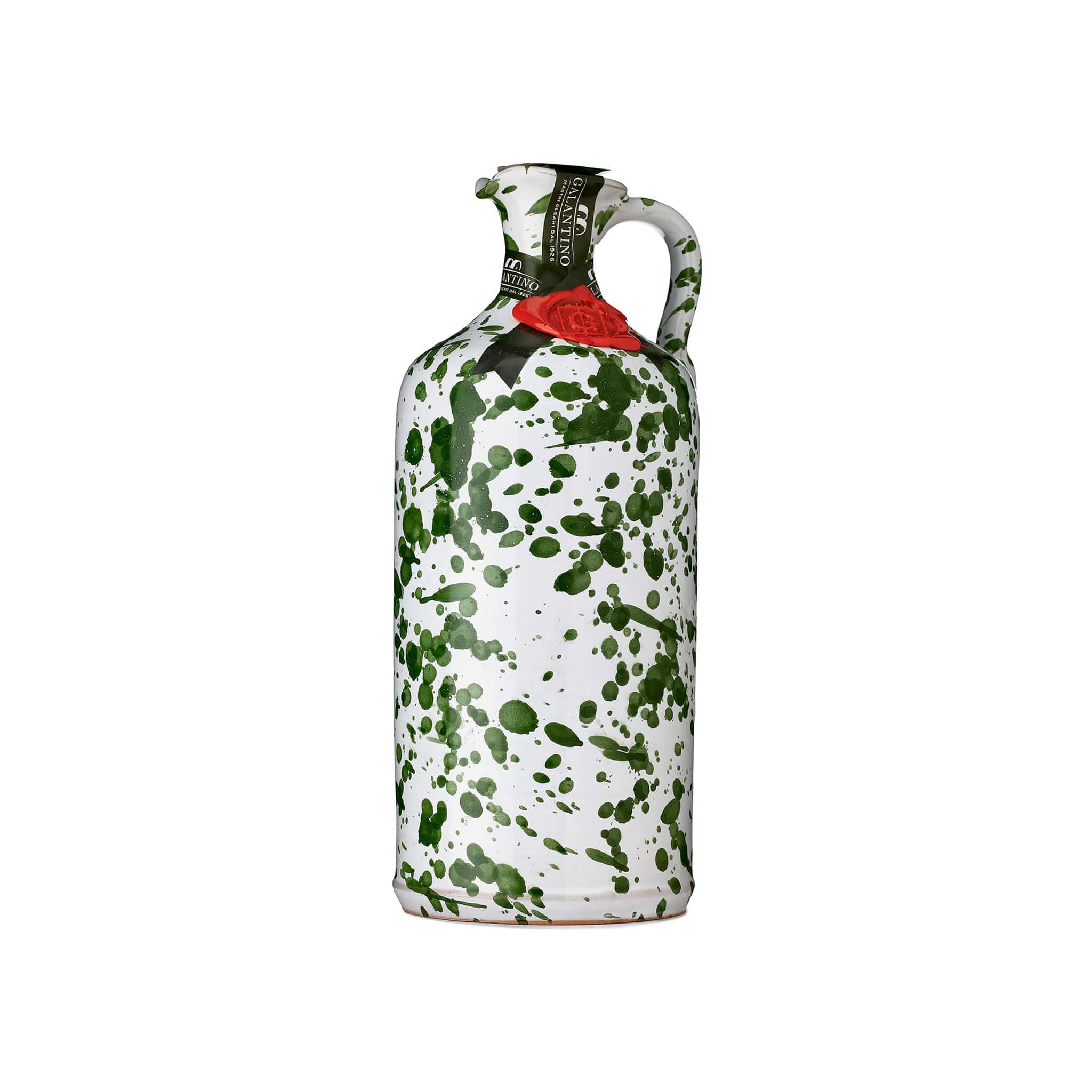 Puglian Extra Virgin Olive Oil in Green Splatter Ceramic Bottle 500ml