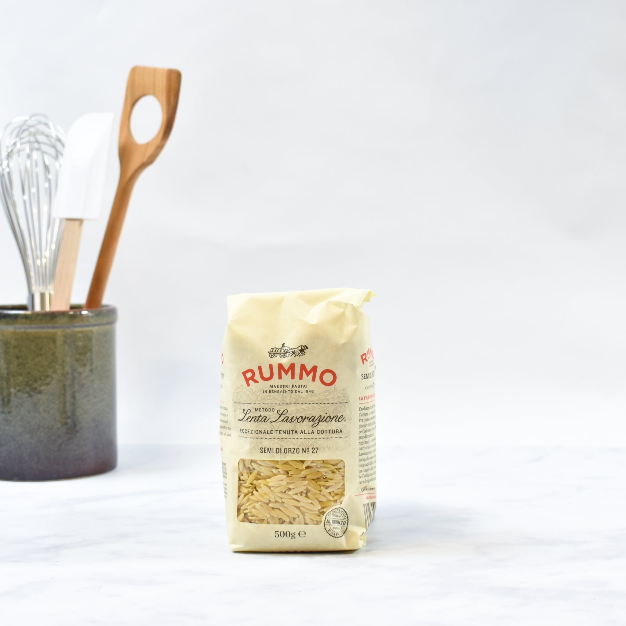 rummo orzo pasta lifestyle pack shot image