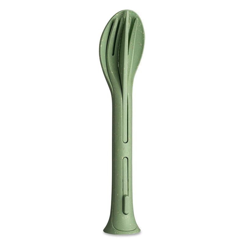 Koziol Klikk Pocket Stacking Cutlery Set, Green