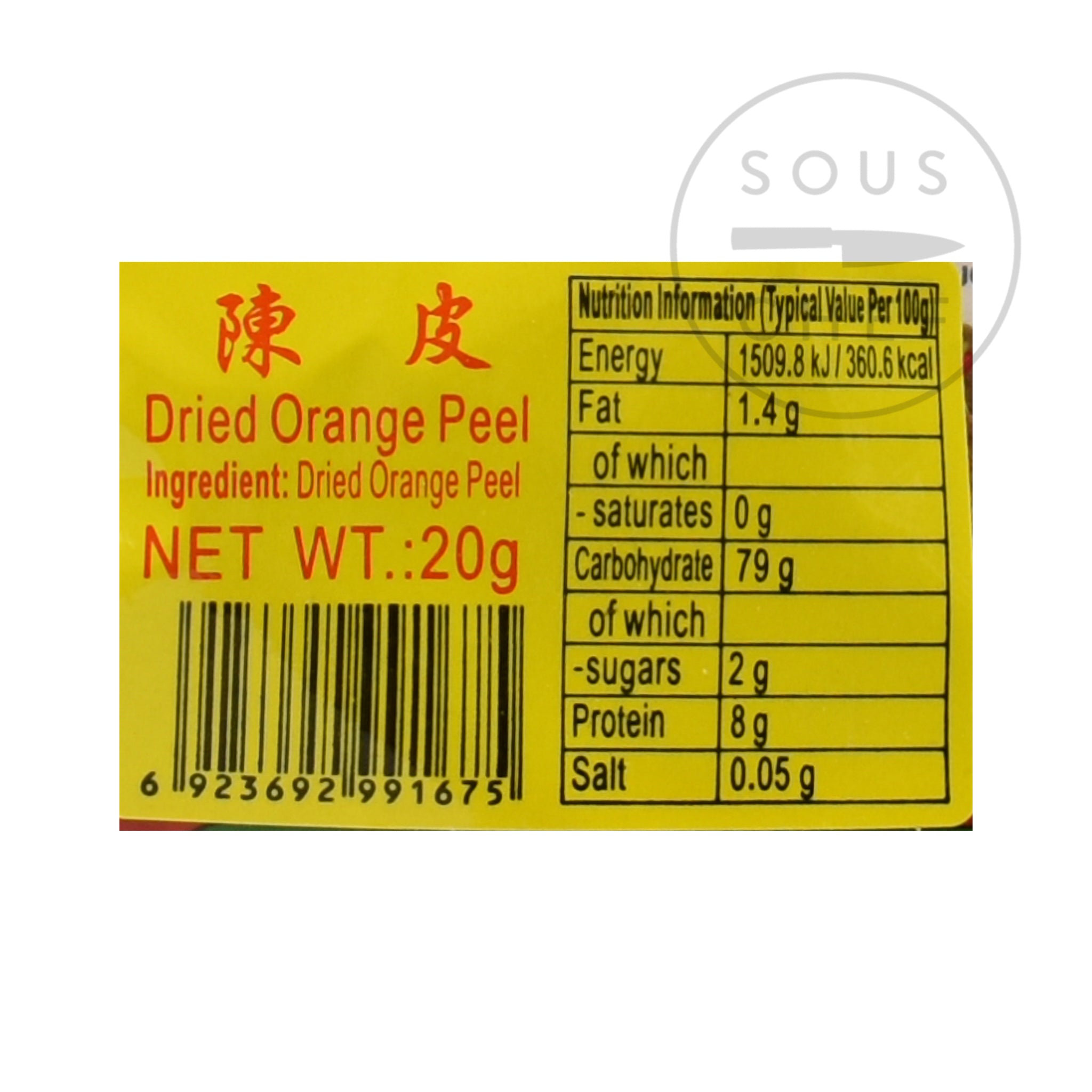 Dried Orange Peel nutritional information ingredients