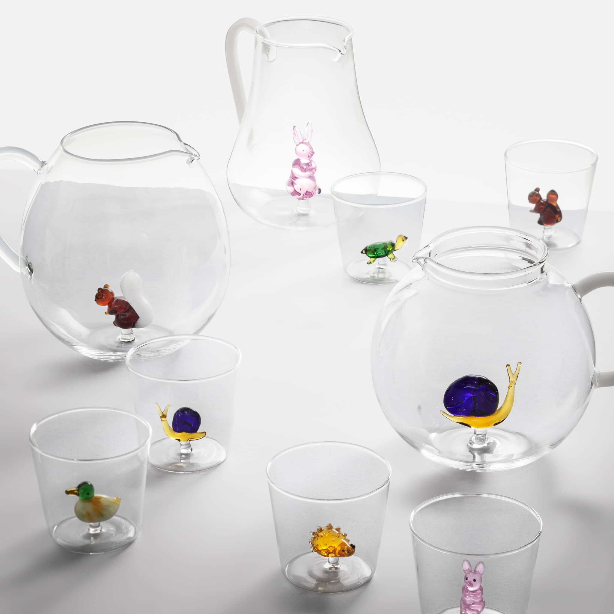 Ichendorf Milano Tumbler Liegende kat wit met grijze staart, collectie Tabby Cat, 30 cl, borosilicaatglas, handgemaakt