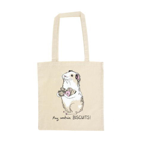 Jimbob Art May Contain Biscuits! Guinea Pig Tote Bag