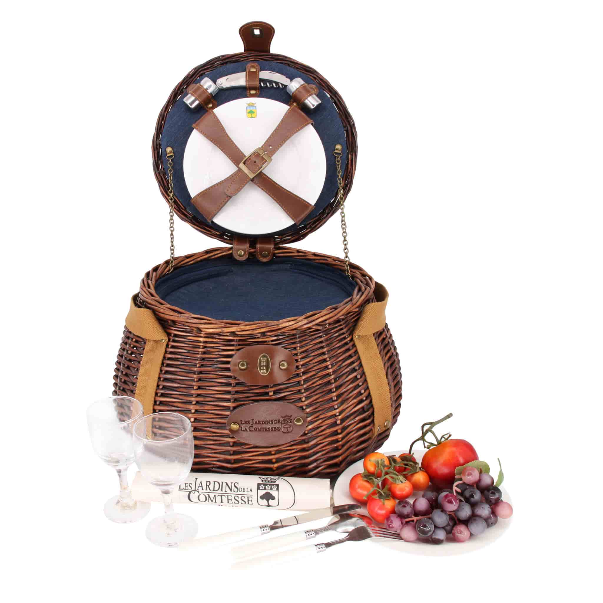 Tuileries Navy Picnic Basket, 2 Person