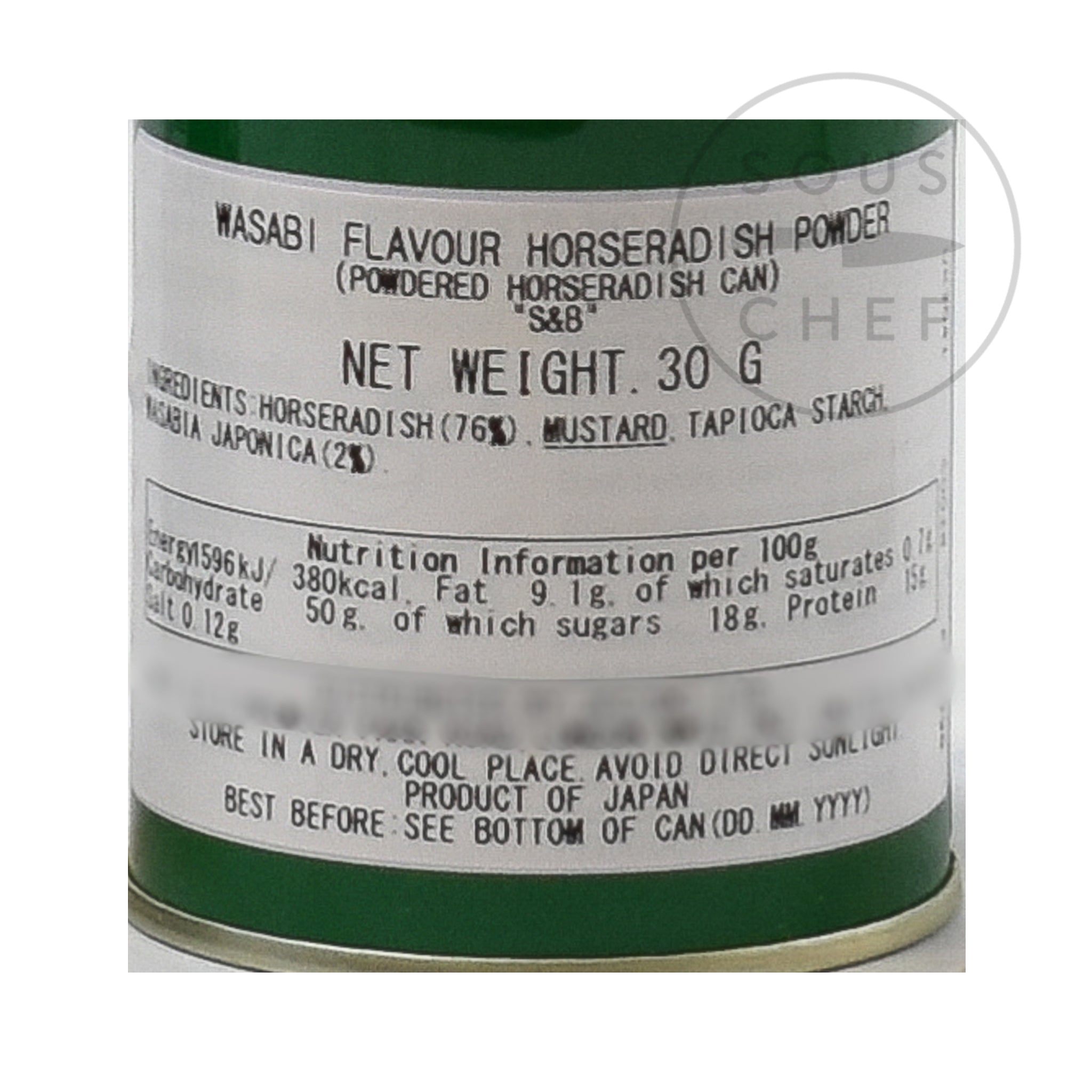 Wasabi Flavour Horseradish Powder 30g nutritional information ingredients