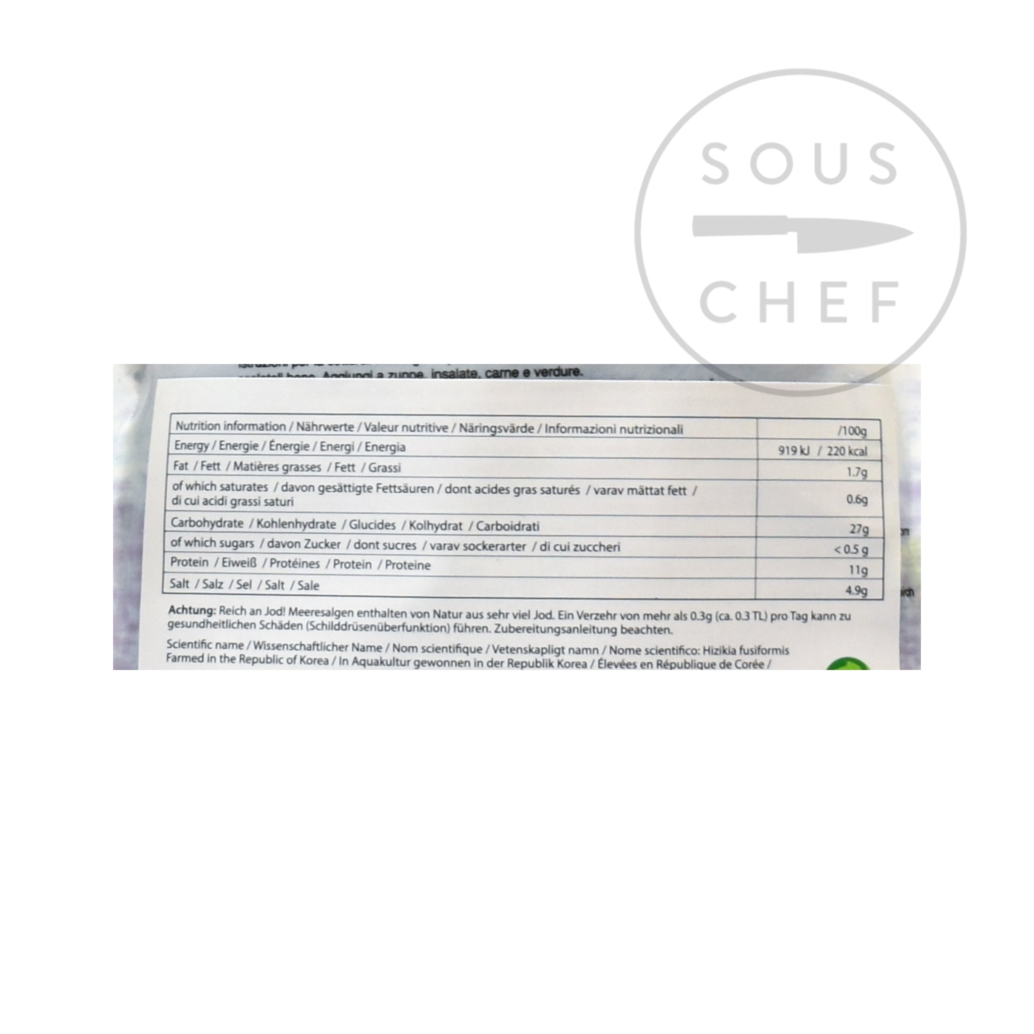 Hijiki Seaweed 57g nutritional information ingredients