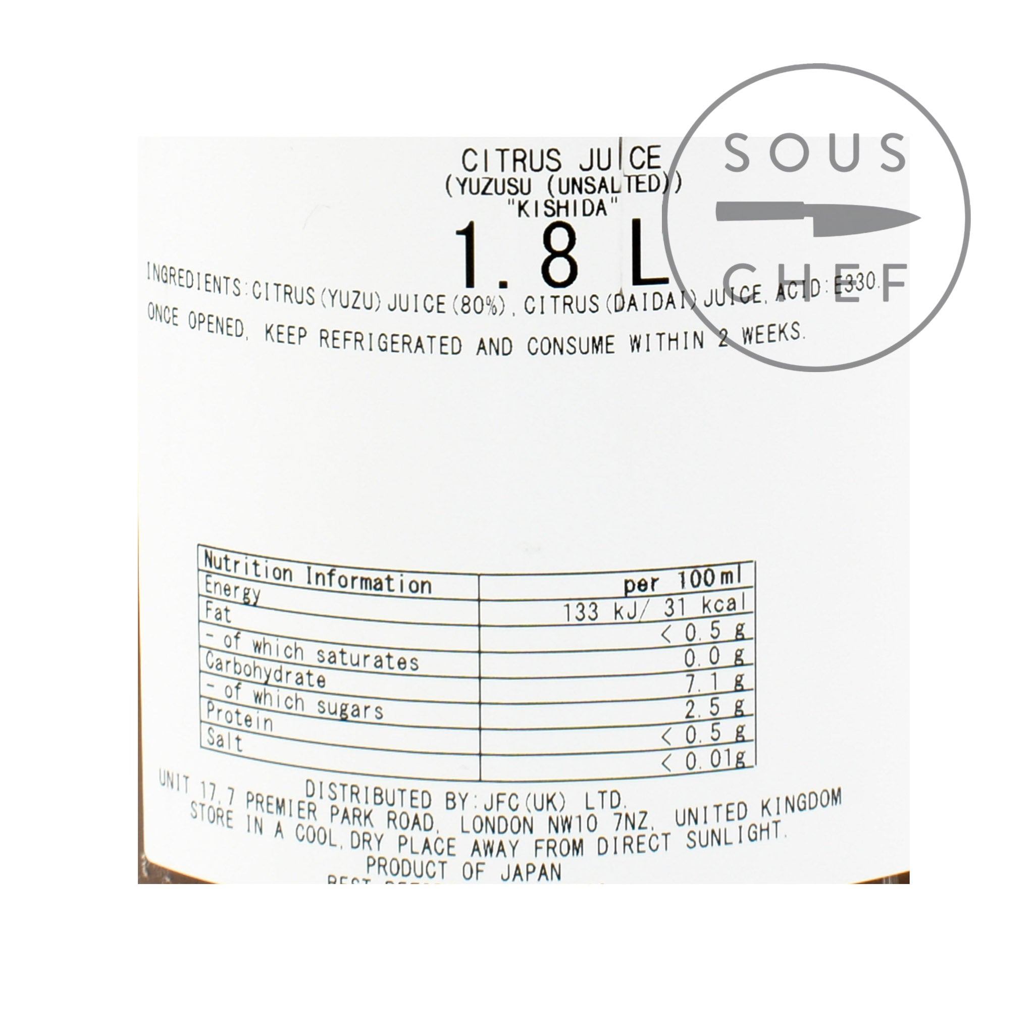 yuzuページ Unsalted Yuzu Juice 1.8l | Buy online at Sous Chef UK