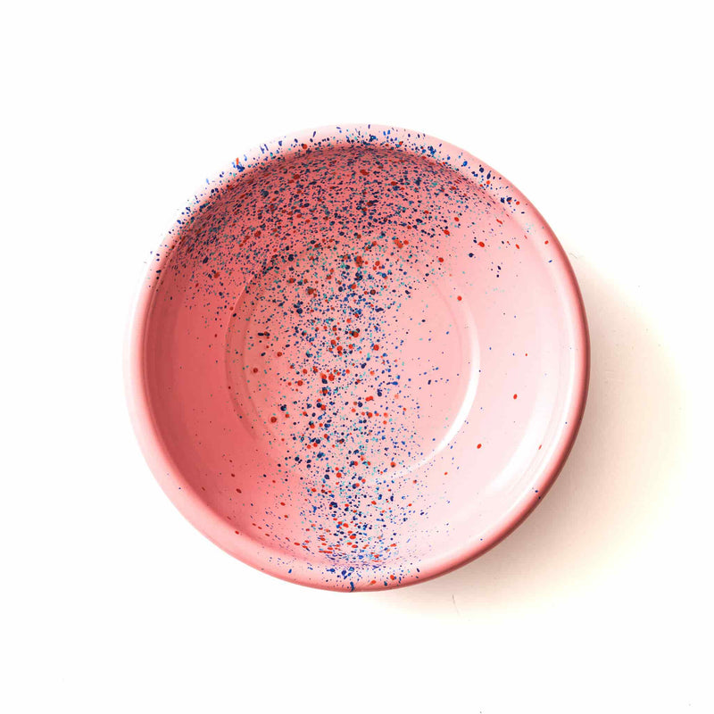 Splatter Fest Enamel Bowl Pink inside 
