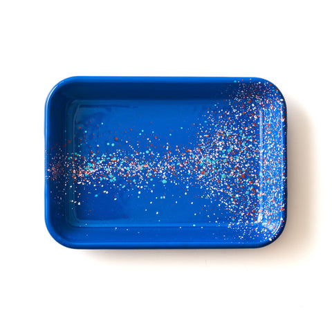 Splatter Fest Enamel Roasting and Serving Dish, Cobalt Blue