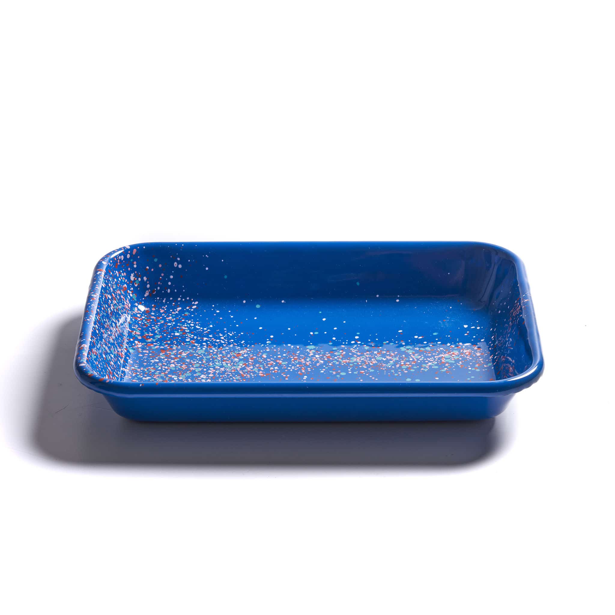 Splatter Fest Enamel Roasting and Serving Dish Cobalt Blue