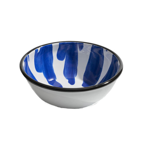 Paintstroke Enamel Salad Bowl, Blue & White, 26cm