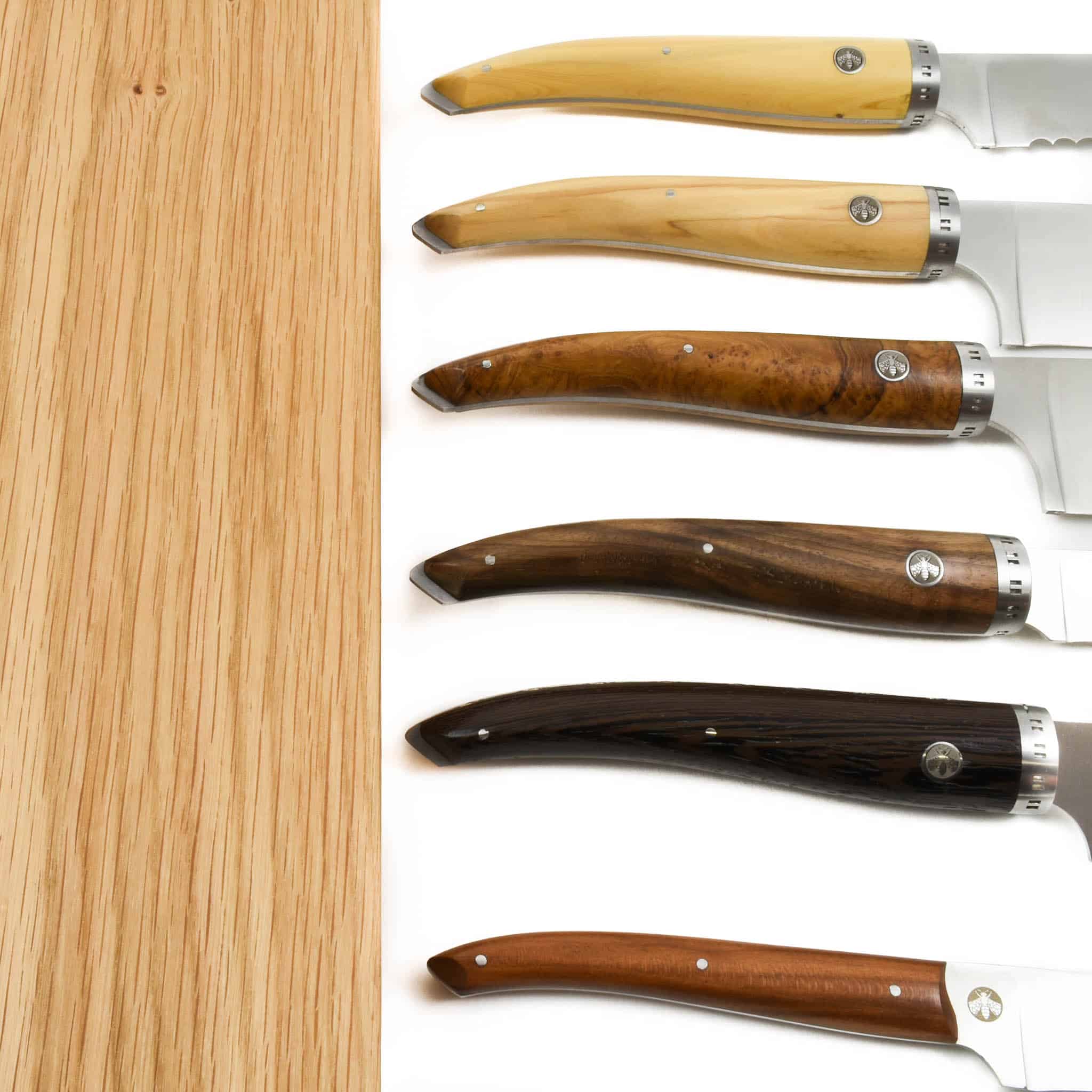 Laguiole en Aubrac Gourmet Knife Block of 6 Kitchen Knives, Mixed Woods