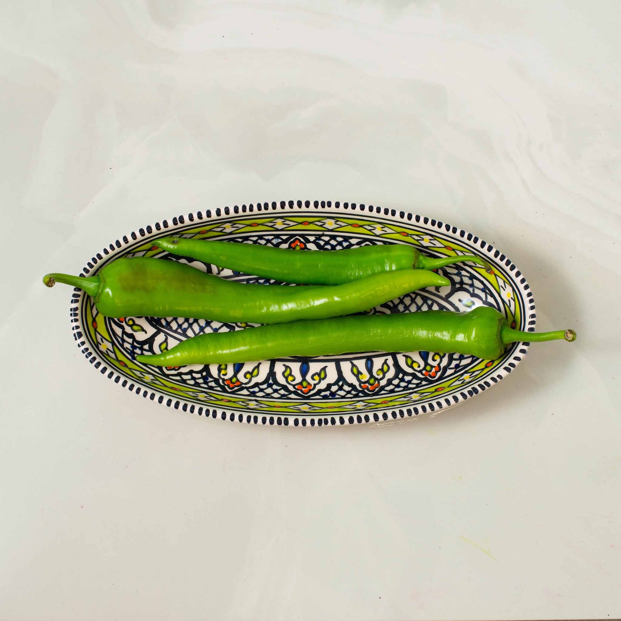 Azraq Patterned Oval Serving Dish, 30cm