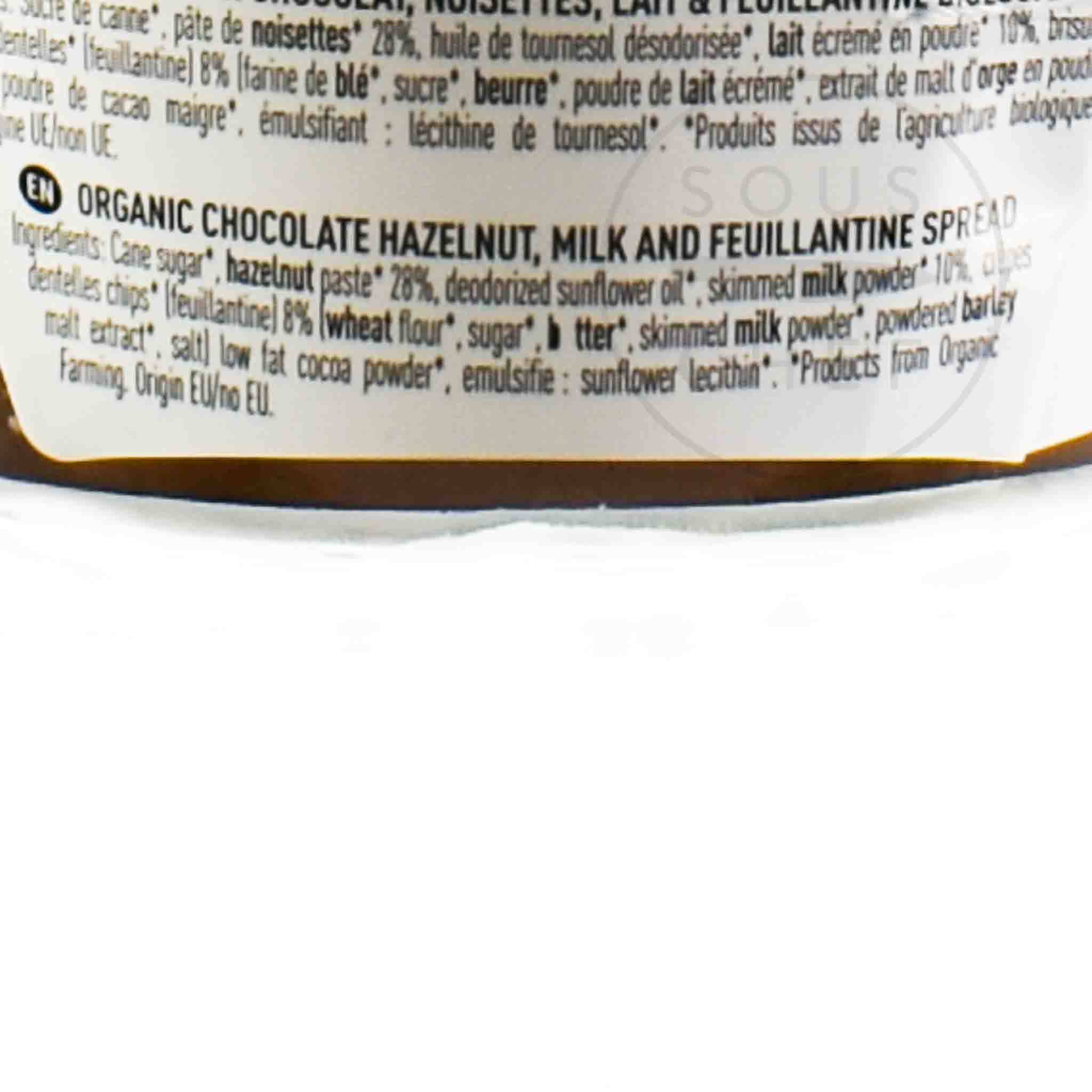 Maison Bremond Organic Hazelnut Milk Feuillantine Spread 220g Ingredients