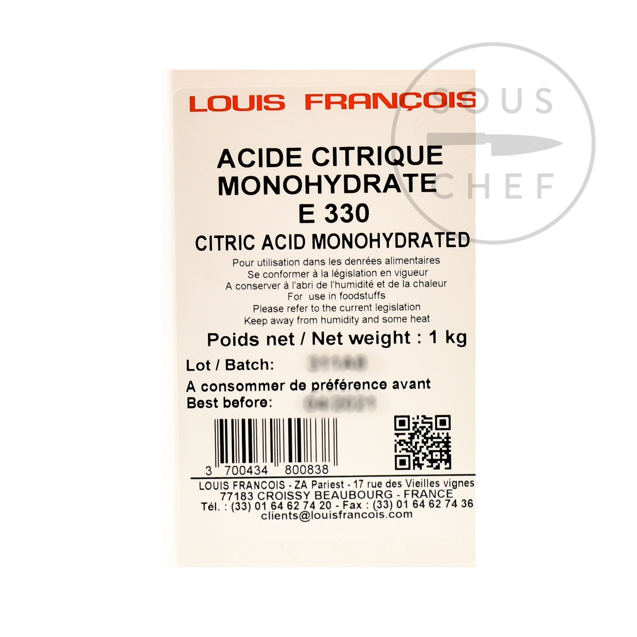 Louis Francois Citric Acid Powder, 1kg