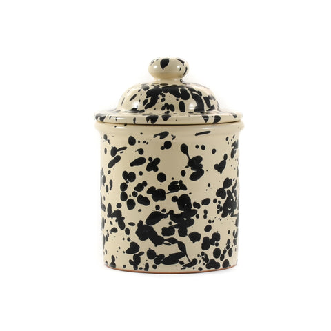 Puglia Black Splatter Ceramic Storage Jar, 15cm