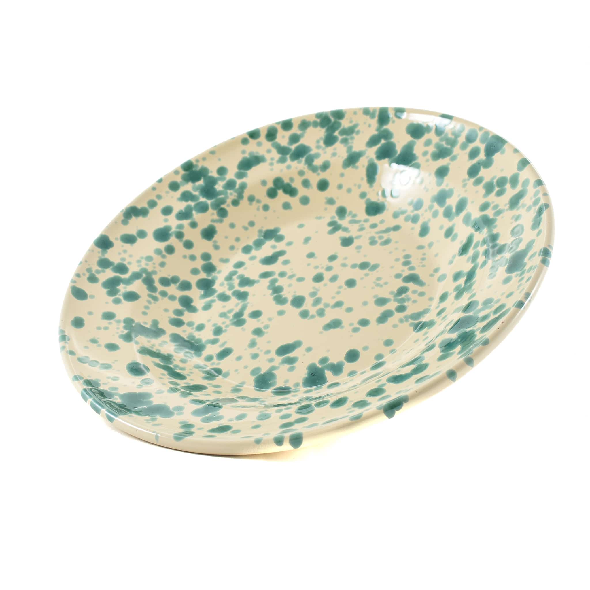 Puglia Aquamarine Splatter Pasta Bowl 29cm angled