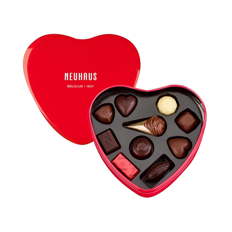 Neuhaus Red Metal Heart Belgian Chocolates - 10 Pieces