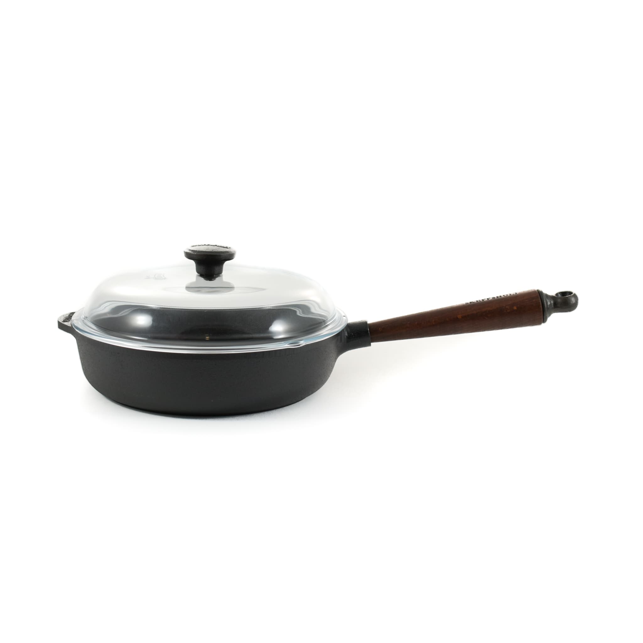 Skeppshult Traditional Cast Iron Deep Saute Pan with Lid, 25cm