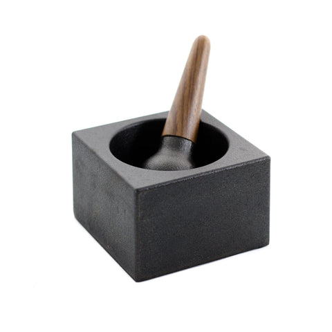 Skeppshult Contemporary Cast Iron & Walnut Pestle & Mortar