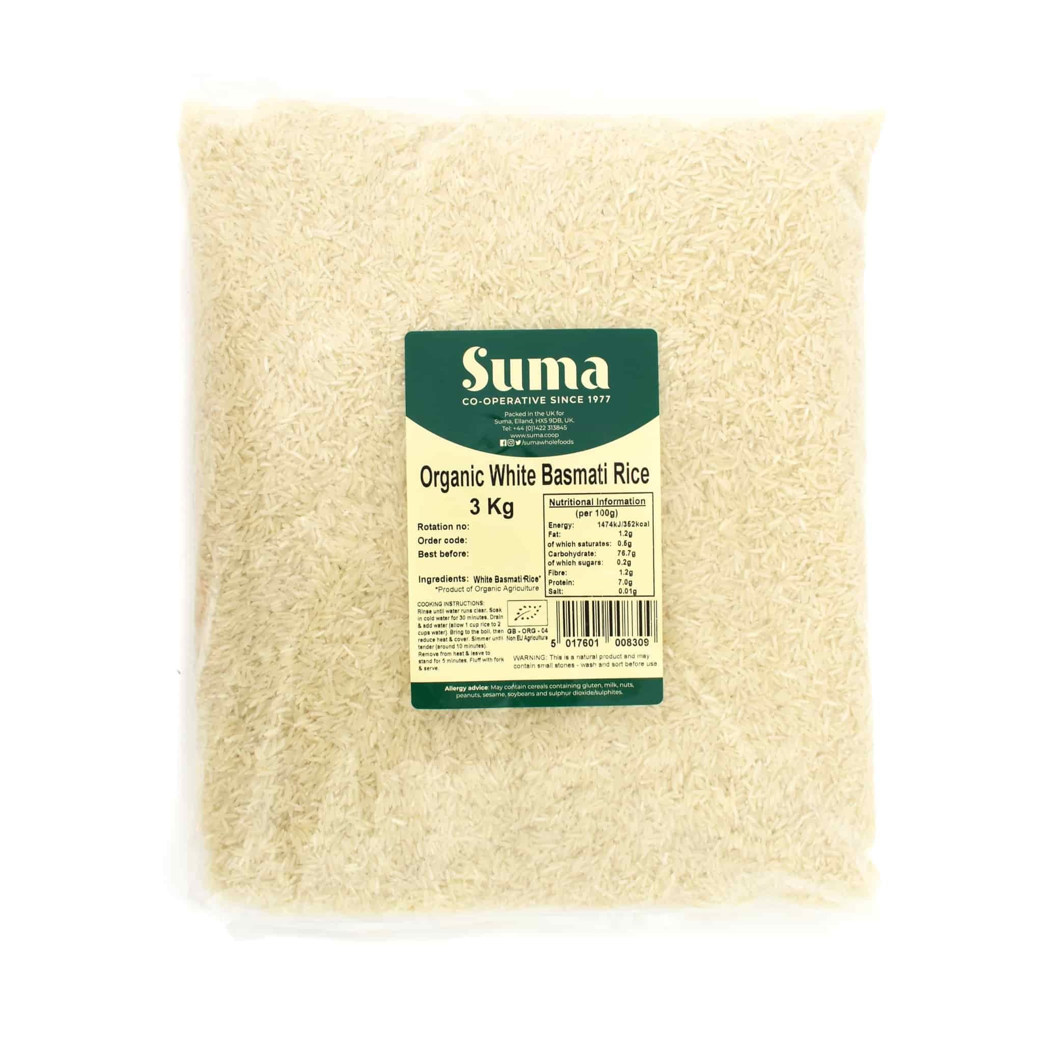 Suma Organic White Basmati Rice 3Kg