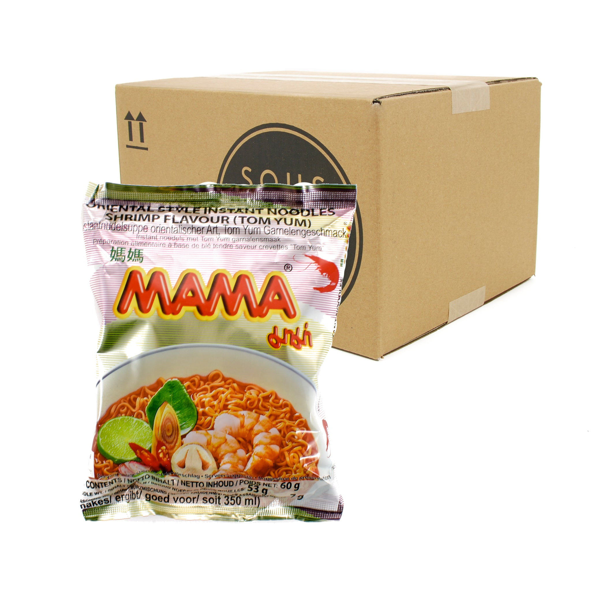 Box of Mama Instant Shrimp Noodle Tom Yum, 60g x 30