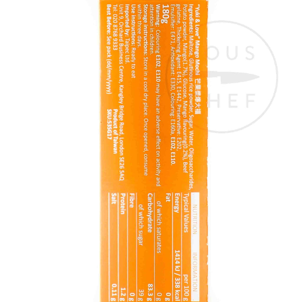 TA0035 Mango Flavoured Mochi 180g Ingredients