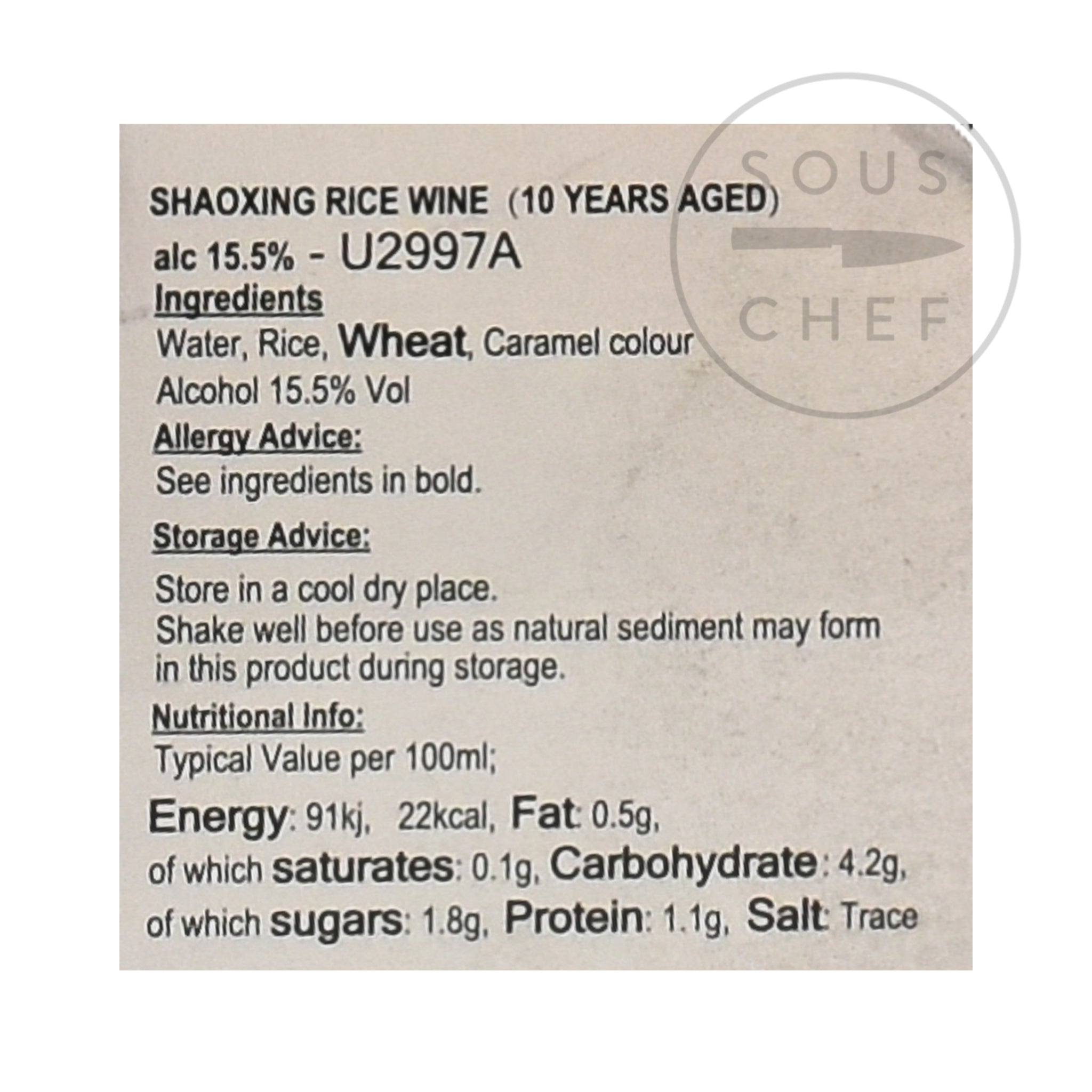 Shaoxing Rice Wine - 10 Year Aged, 500ml