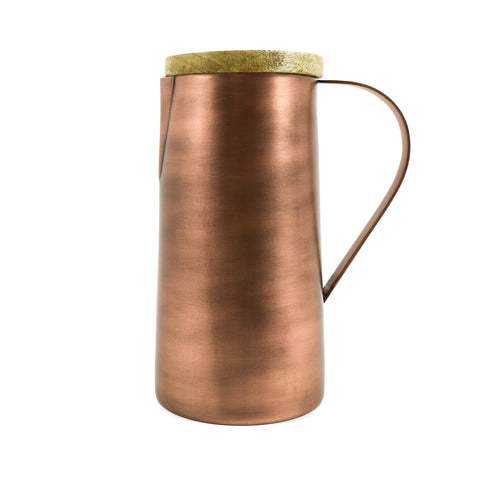 Copper & Mango Wood Water Jug, 1250ml