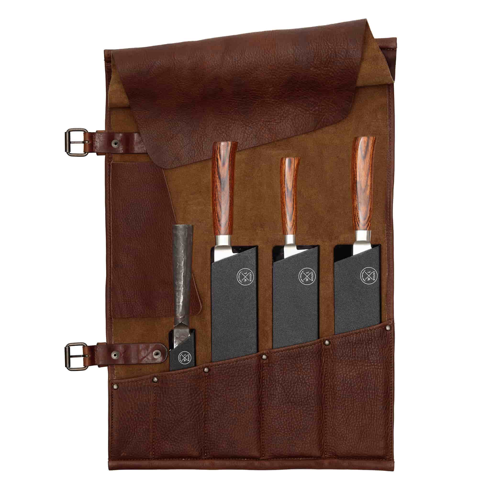 Witloft Leather 5-Pocket Knife Roll, Dark Brown