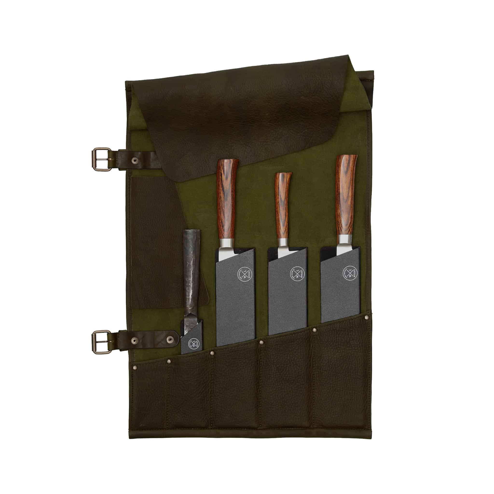 Witloft Leather 5-Pocket Knife Roll, Green