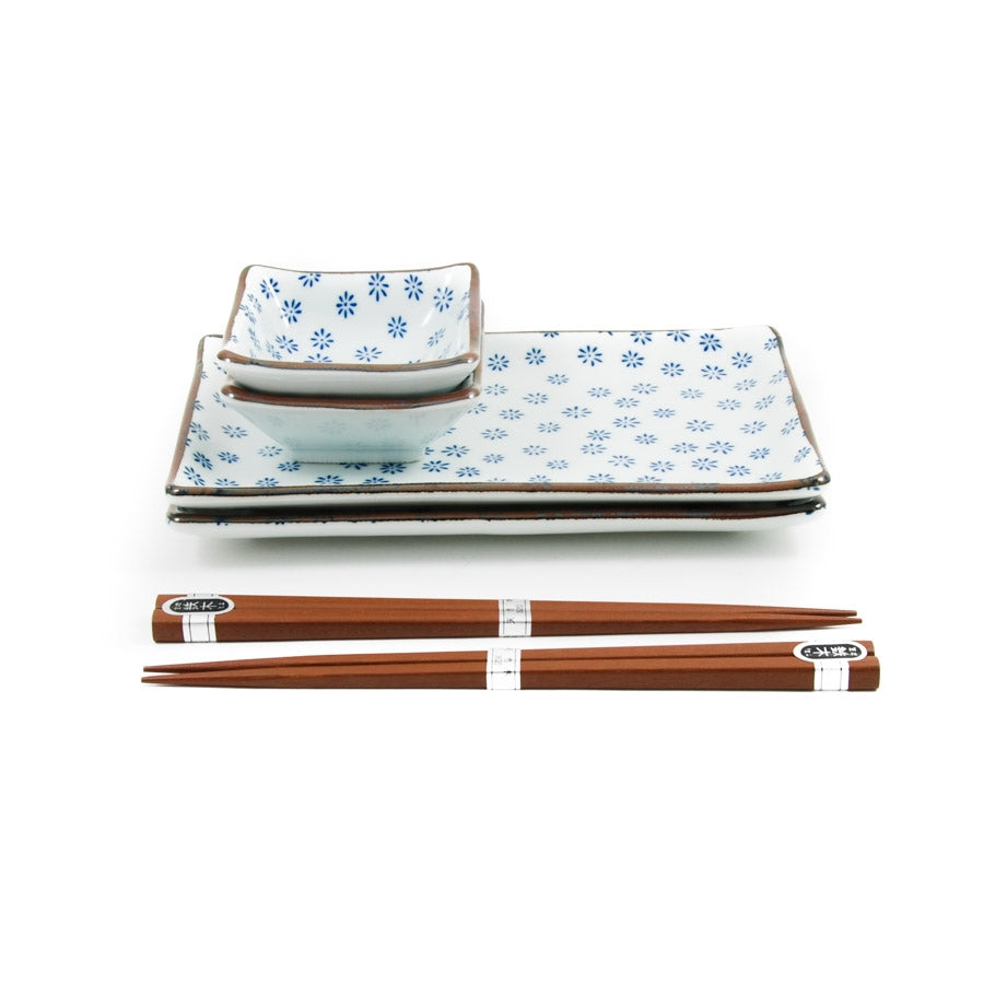 Kiji Stoneware & Ceramics Ao Hana Sushi Serving Set Tableware Japanese Tableware Japanese Food