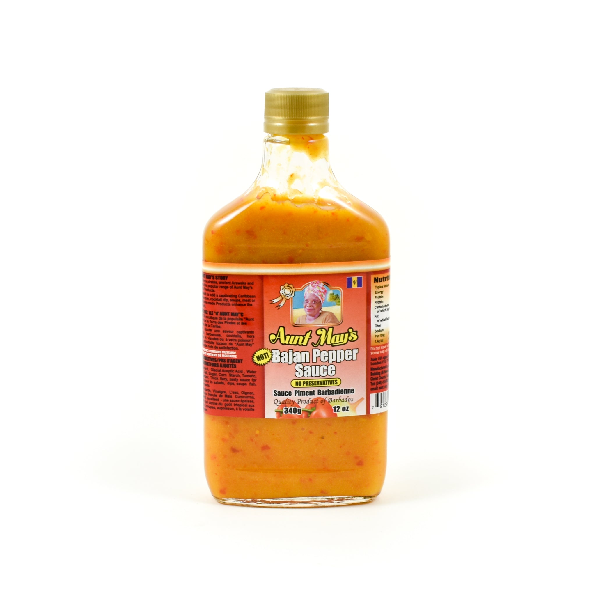 Aunt May's Bajan Pepper Sauce 340g Ingredients Sauces & Condiments American Sauces & Condiments