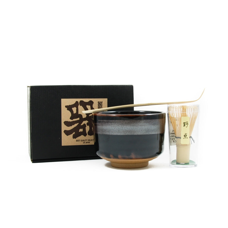 Kiji Stoneware & Ceramics Black Glaze Matcha Bowl Set Tableware Japanese Tableware Japanese Food