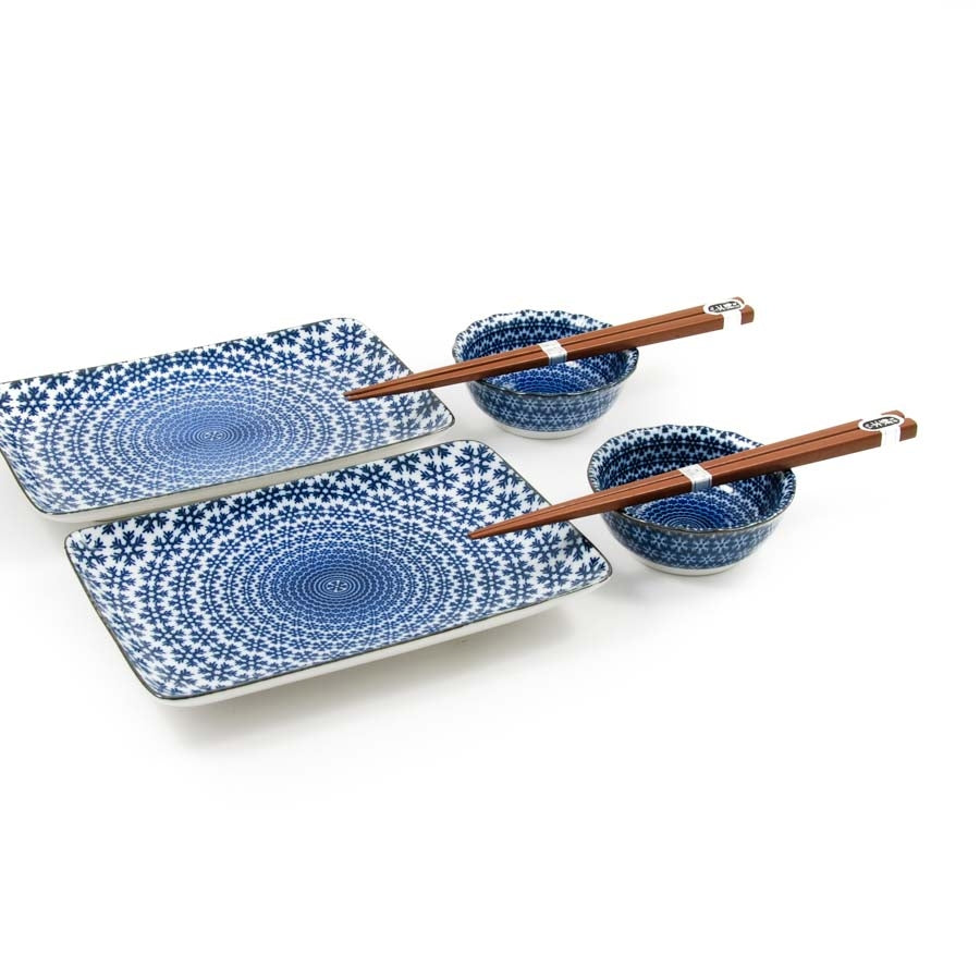 Kiji Stoneware & Ceramics Blue Star Sushi Serving Set Tableware Japanese Tableware Japanese Food
