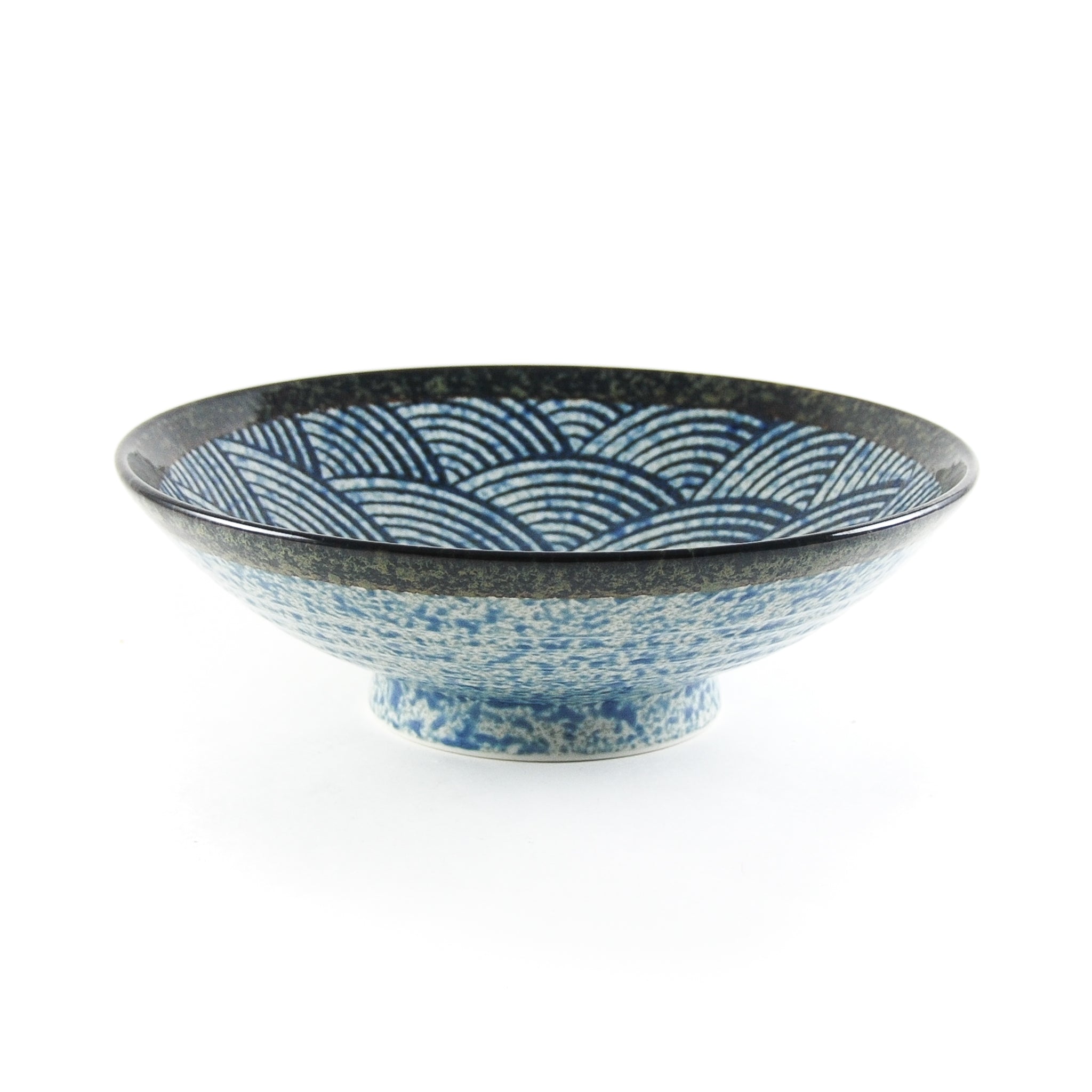 Kiji Stoneware & Ceramics Blue Wave Large Shallow Bowl Tableware Japanese Tableware