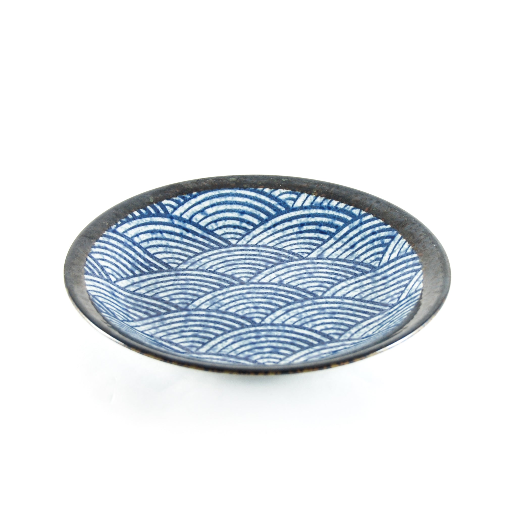 Kiji Stoneware & Ceramics Blue Wave Medium Plate Tableware Japanese Tableware
