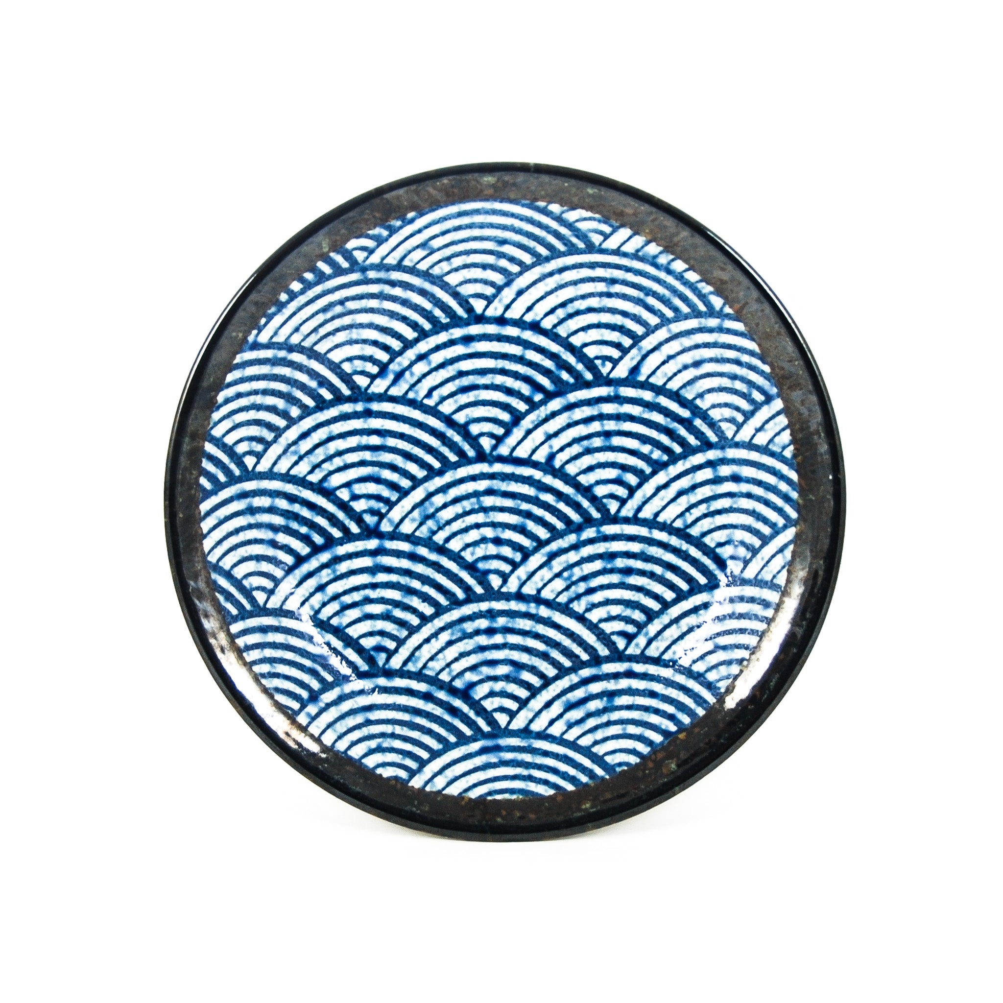 Kiji Stoneware & Ceramics Blue Wave Medium Plate Tableware Japanese Tableware
