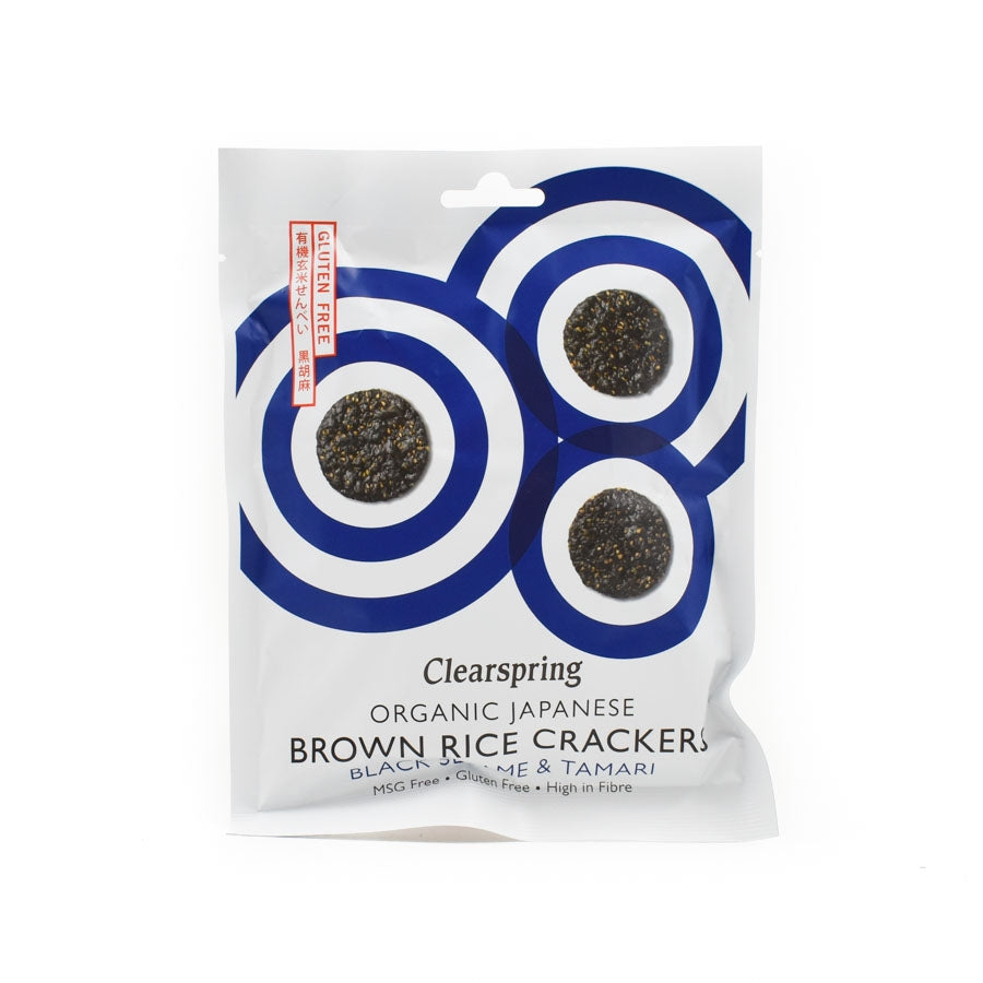 Clearspring Organic Black Sesame Brown Rice Crackers 40g Ingredients Savoury Snacks & Crackers Japanese Food