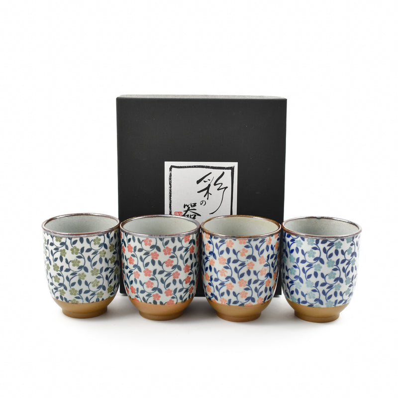 Kiji Stoneware & Ceramics Colourful Japanese Flower Tea Cup Set Tableware Japanese Tableware Japanese Food