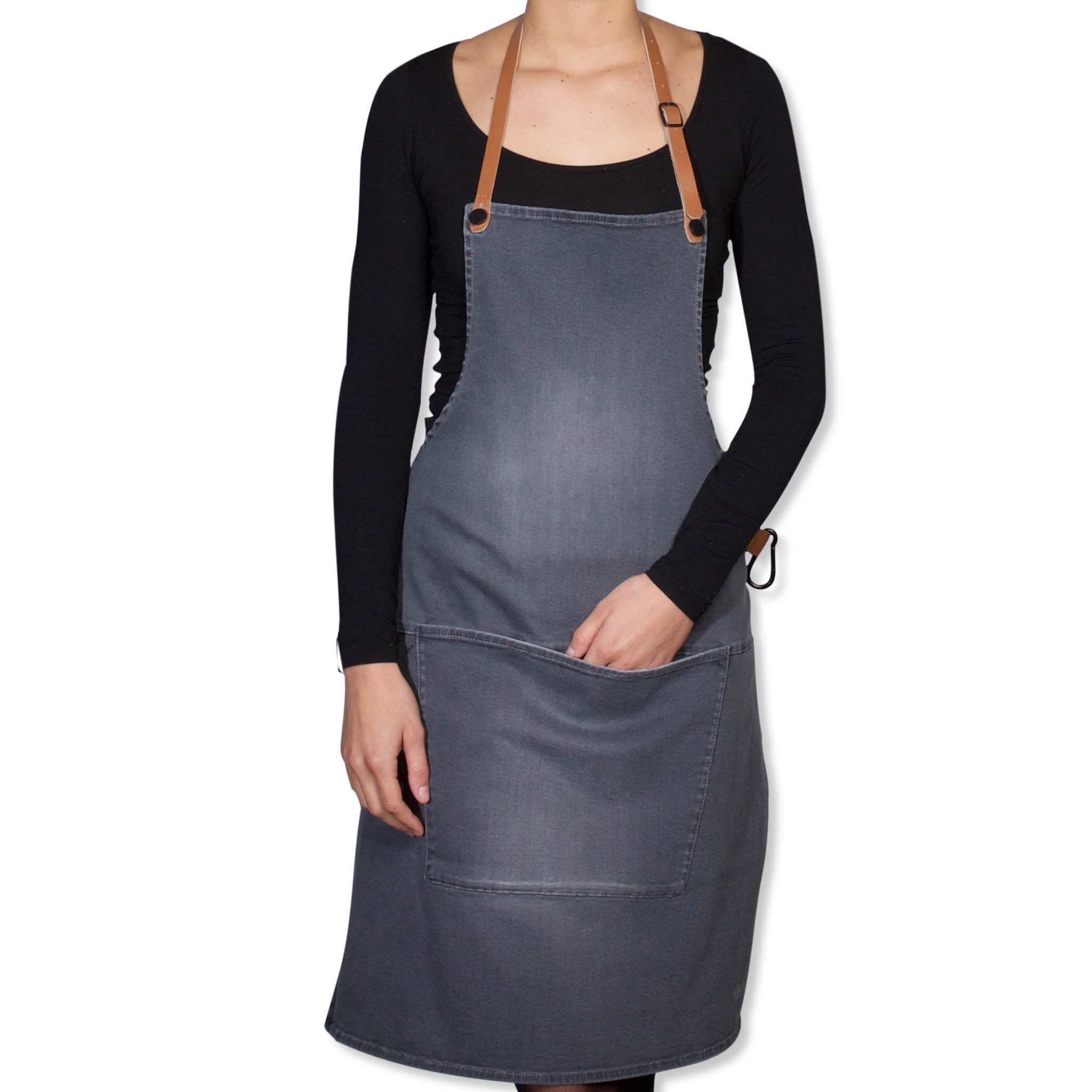 Dutchdeluxes Canvas BBQ Apron in Washed Grey Cookware Kitchen Clothing Model